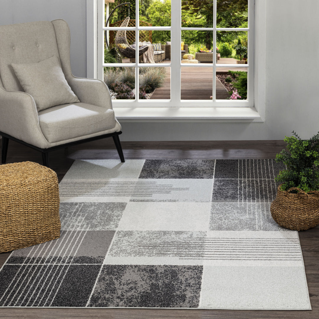 Tapis Scandinave Vernal Moderne Noir/Gris