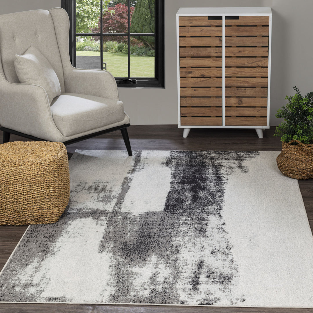 Tapis Abstrait Moderne Gris Elko