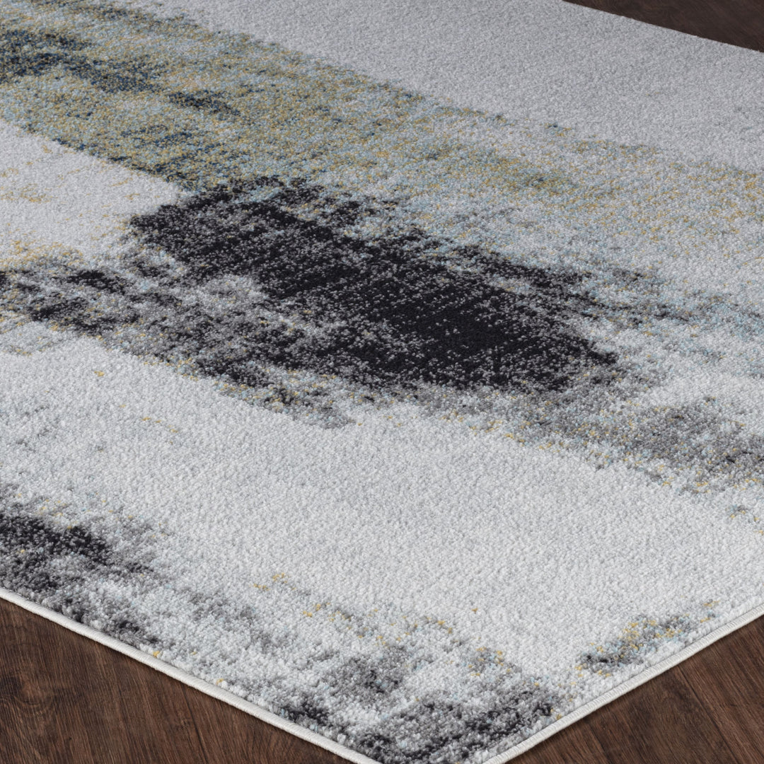 Tapis Abstrait Moderne Turquoise/Jaune Elko