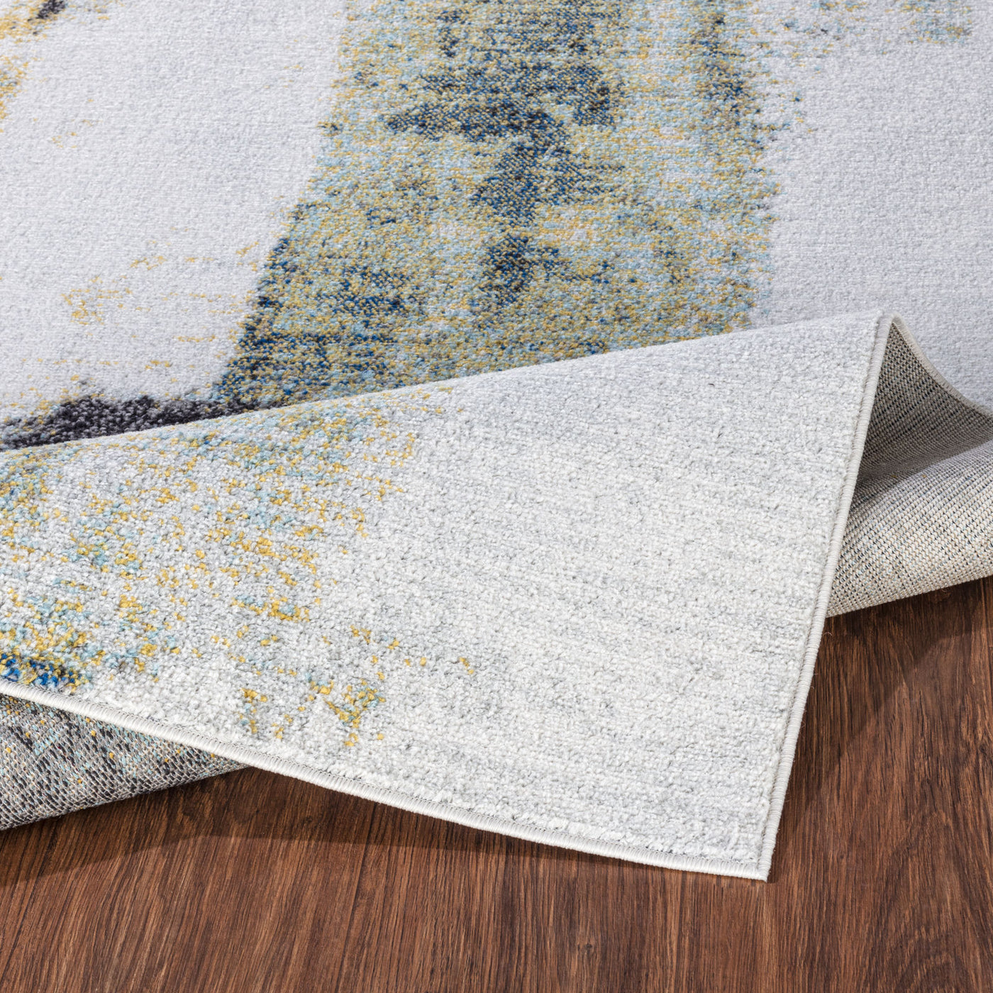 Tapis Abstrait Moderne Turquoise/Jaune Elko