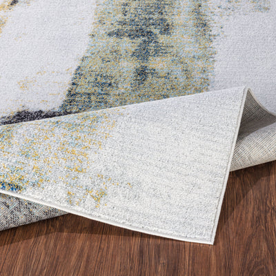 Tapis Abstrait Moderne Turquoise/Jaune Elko