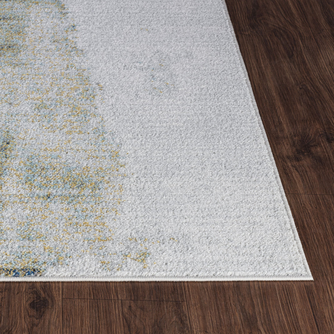Tapis Abstrait Moderne Turquoise/Jaune Elko