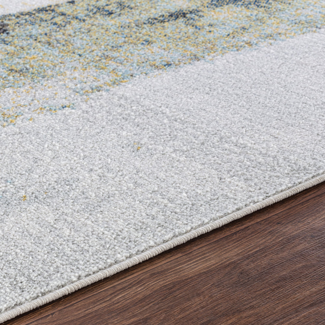 Tapis Abstrait Moderne Turquoise/Jaune Elko