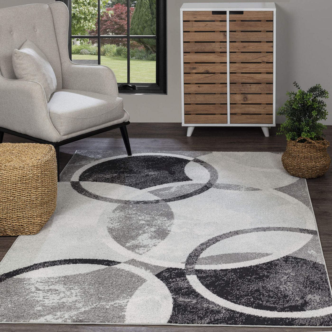 Tapis Scandinave Moderne Noir/Gris/Blanc Fallon