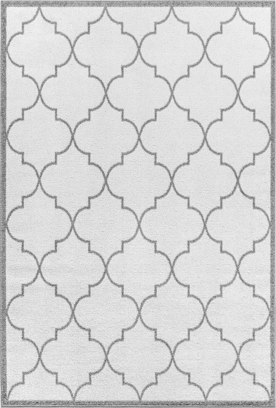 Tapis Oriental Marocain Traditionnel Blanc/Gris Moab