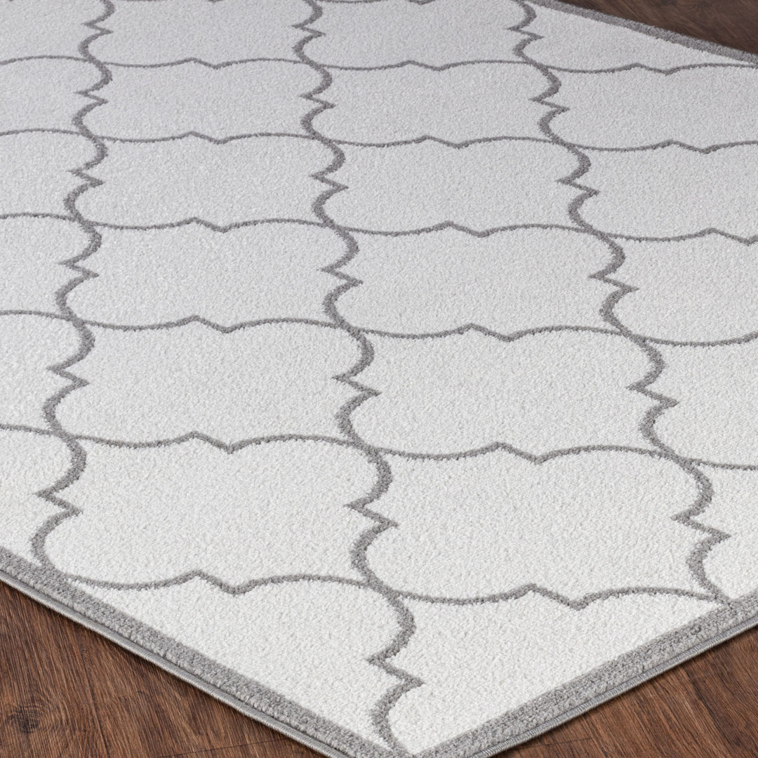 Tapis Oriental Marocain Traditionnel Blanc/Gris Moab