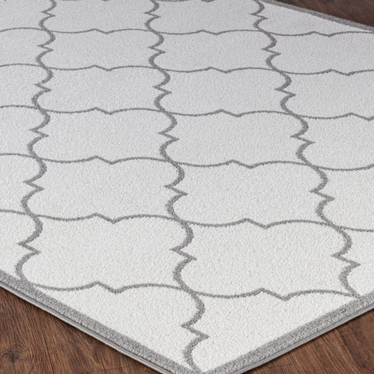 Tapis Oriental Marocain Traditionnel Blanc/Gris Moab