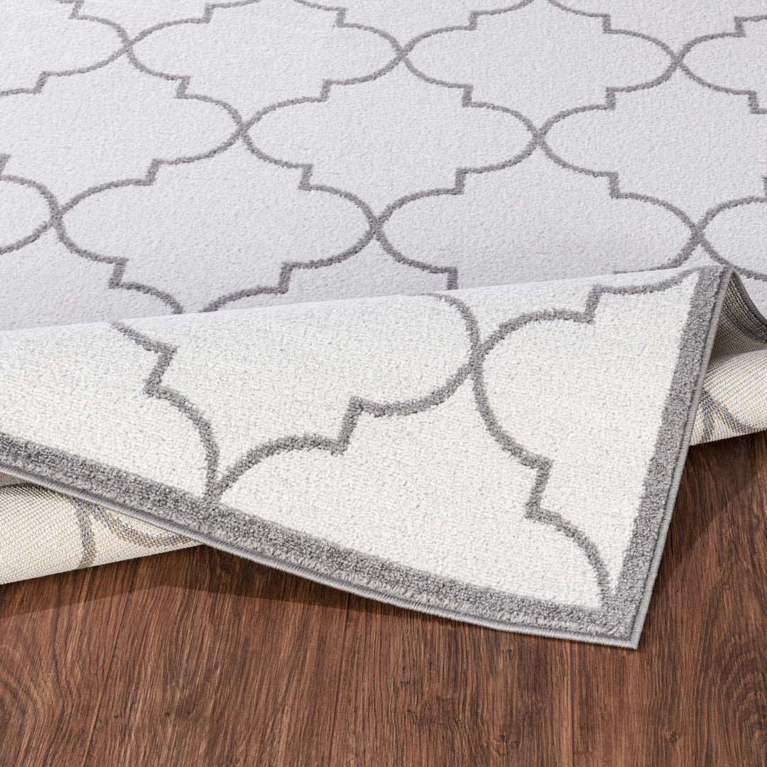 Tapis Oriental Marocain Traditionnel Blanc/Gris Moab