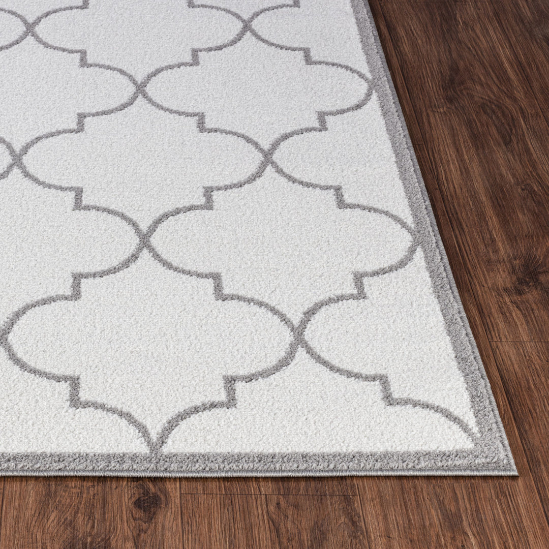 Tapis Oriental Marocain Traditionnel Blanc/Gris Moab