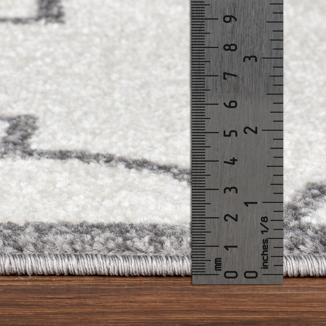 Tapis Oriental Marocain Traditionnel Blanc/Gris Moab