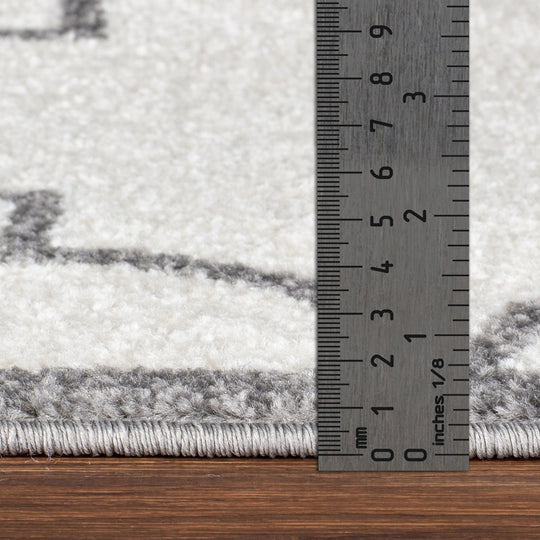 Tapis Oriental Marocain Traditionnel Blanc/Gris Moab