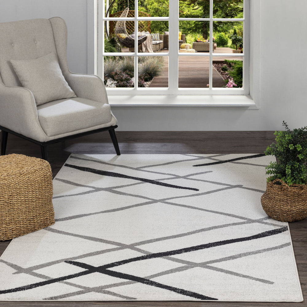 ASPEN Tapis Scandinave Moderne Blanc/Gris 120x170