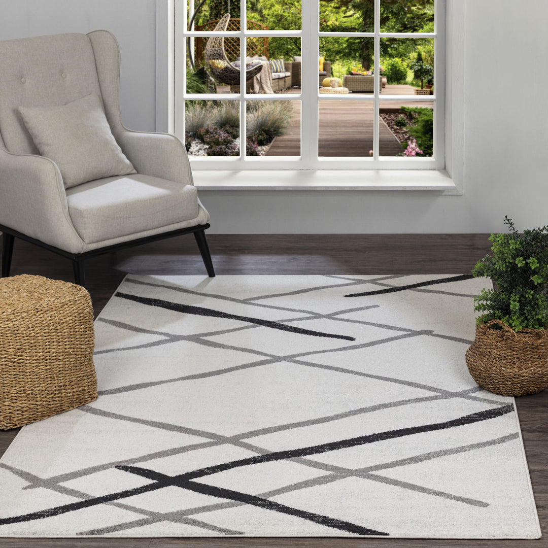 ASPEN Tapis Scandinave Moderne Blanc/Gris 120x170