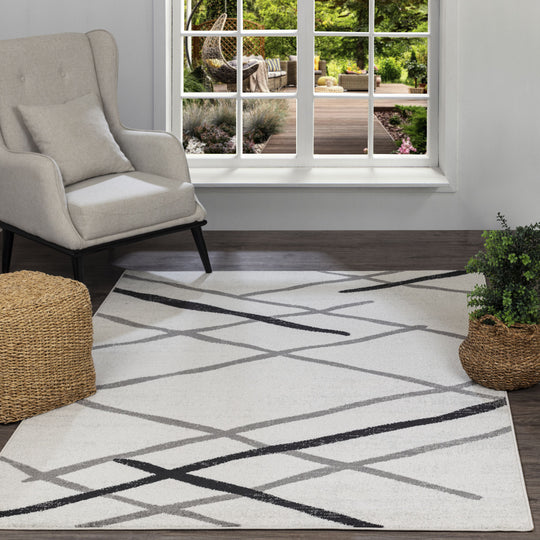 ASPEN Tapis Scandinave Moderne Blanc/Gris 120x170