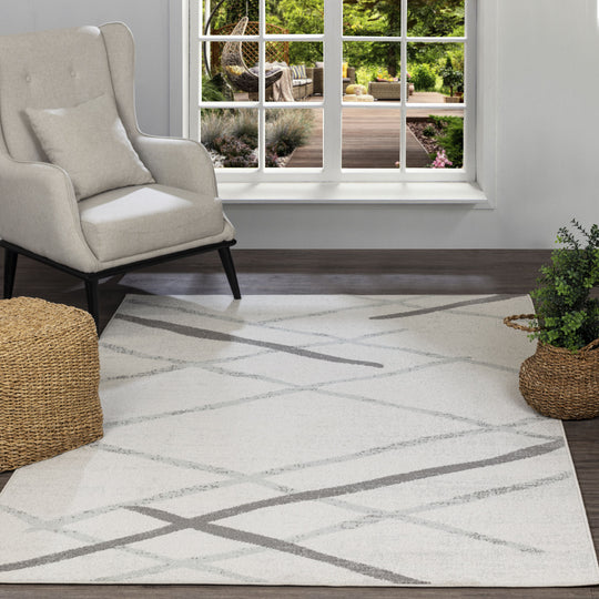 Tapis Scandinave Moderne Blanc/Gris Aspen