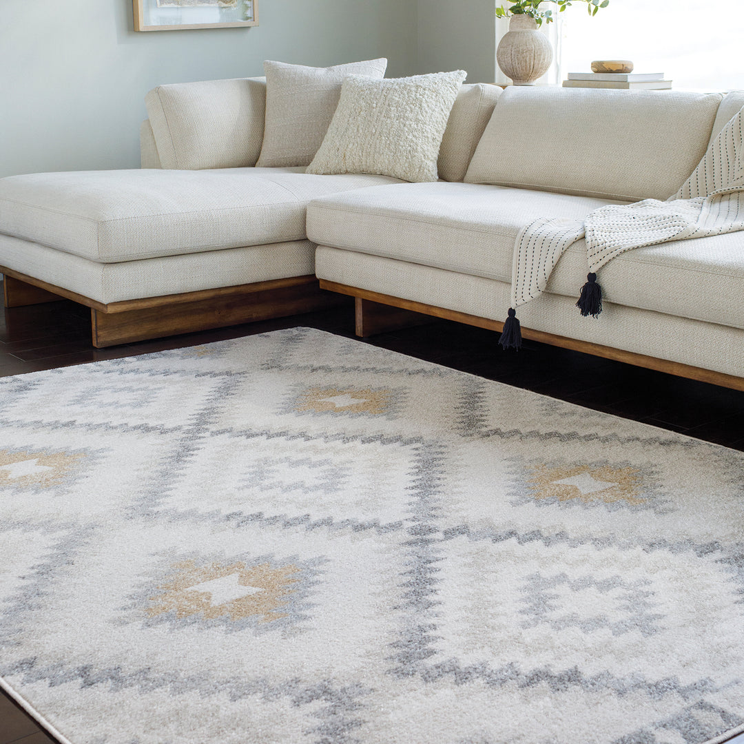 Tapis Scandinave Bohème Gris/Beige Bogor