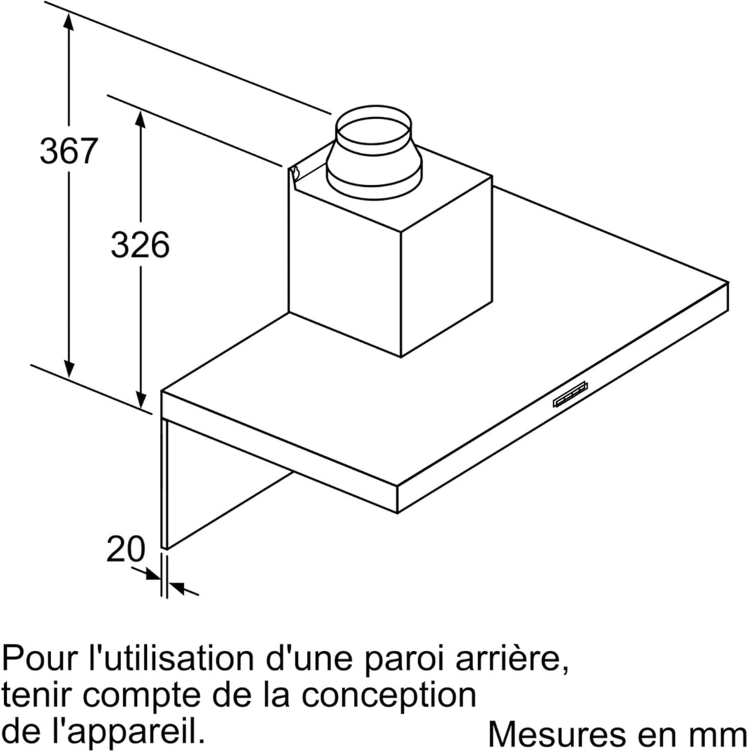 Hotte murale BOSH DWB97IM50 Série 4 avec 4 vitesses d'aspiration dont 1 intensive 90cm Inox