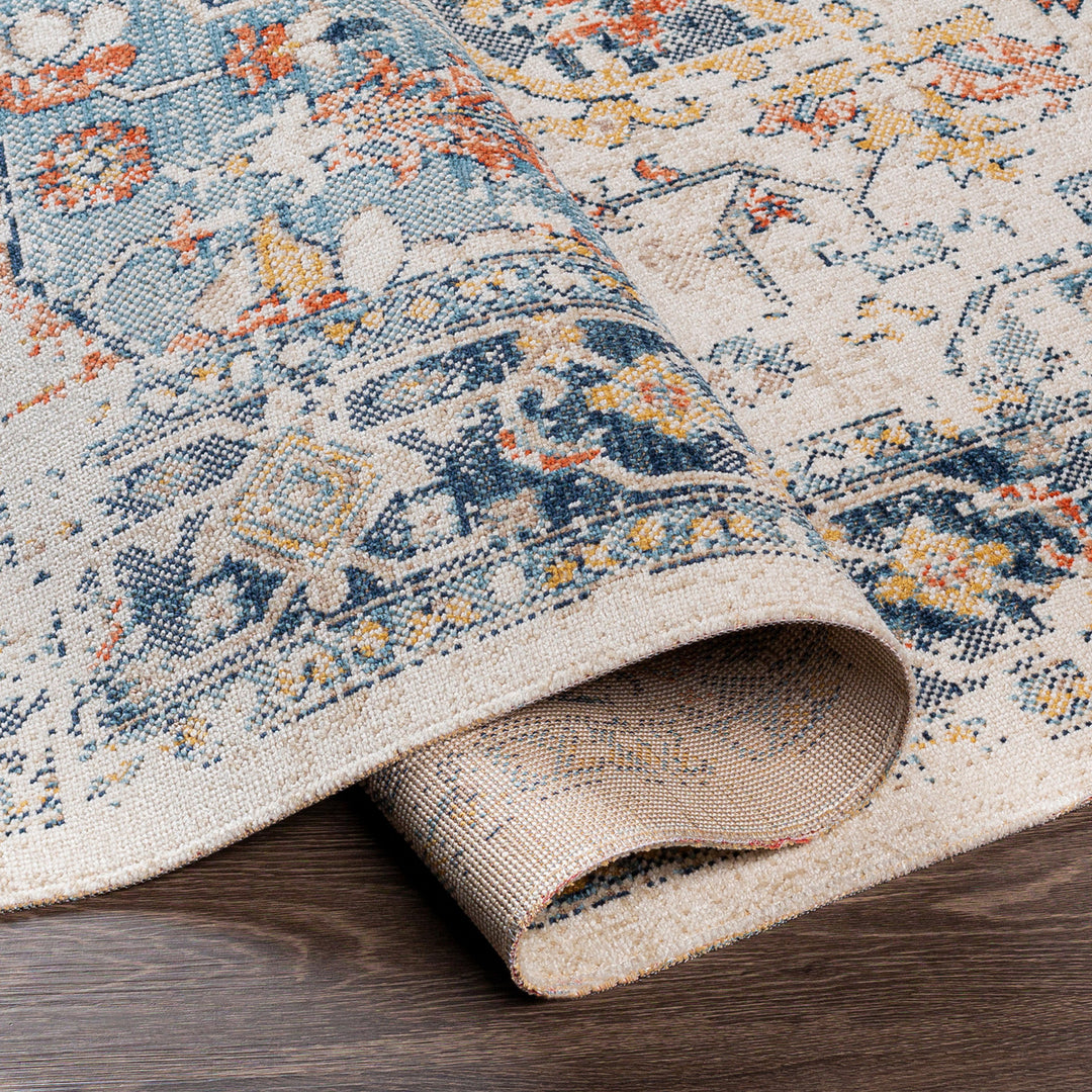 Tapis d'Extérieur/Intérieur Bleu/Beige rond Arvada