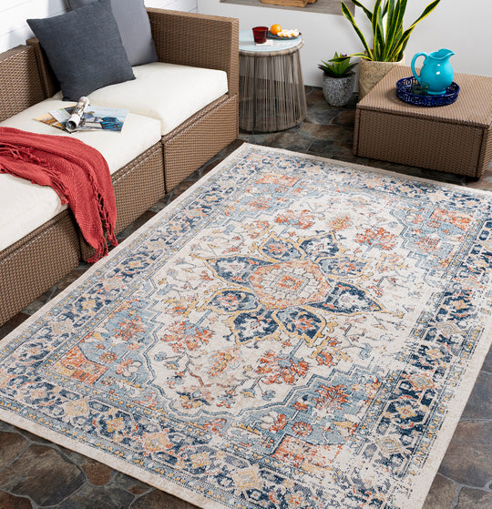 Tapis d'Extérieur/Intérieur Bleu/Beige  Arvada