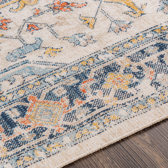 Tapis d'Extérieur/Intérieur Bleu/Beige rond Arvada