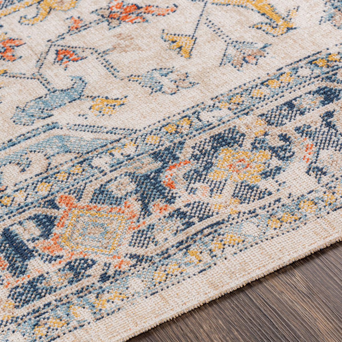 Tapis de couloir Surya Arvada vintage oriental, motif patiné bleu marine et rouille sur fond ivoire, vue 12