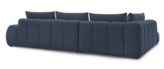 Canapé d'angle gauche BOBOCHIC Everest 4 places en tissu chiné bleu
