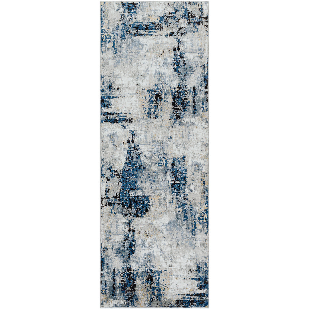 Tapis de Couloir Abstrait Moderne Bleu/Gris/Beige Paris