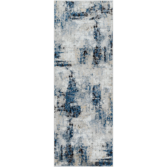Tapis de Couloir Abstrait Moderne Bleu/Gris/Beige Paris