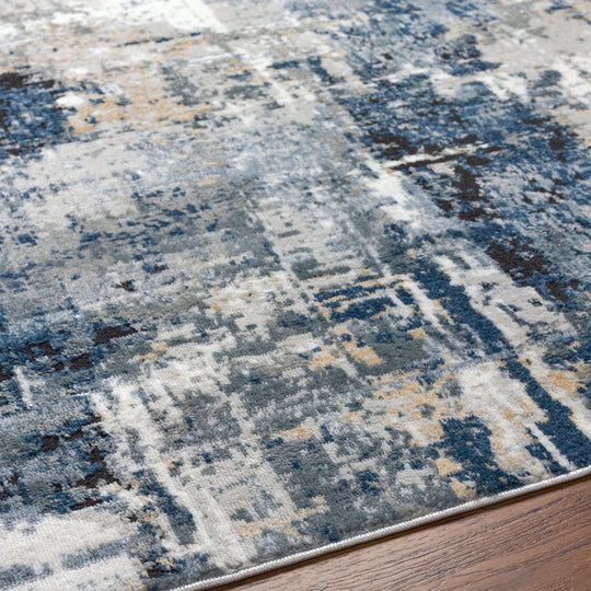 Tapis de Couloir Abstrait Moderne Bleu/Gris/Beige Paris