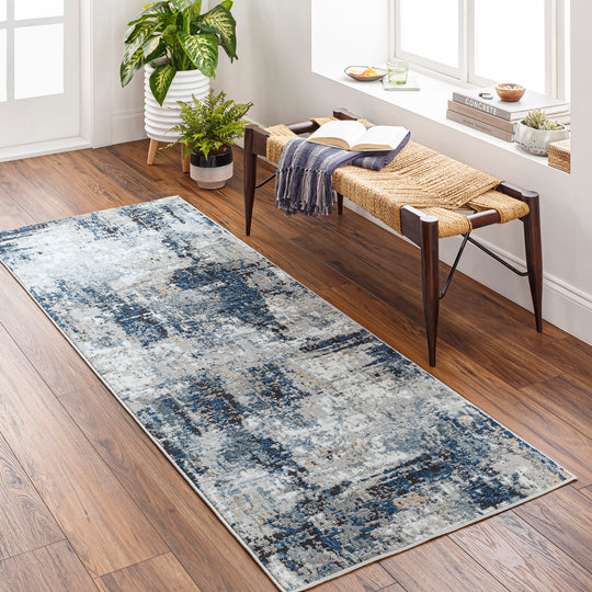 Tapis de Couloir Abstrait Moderne Bleu/Gris/Beige Paris