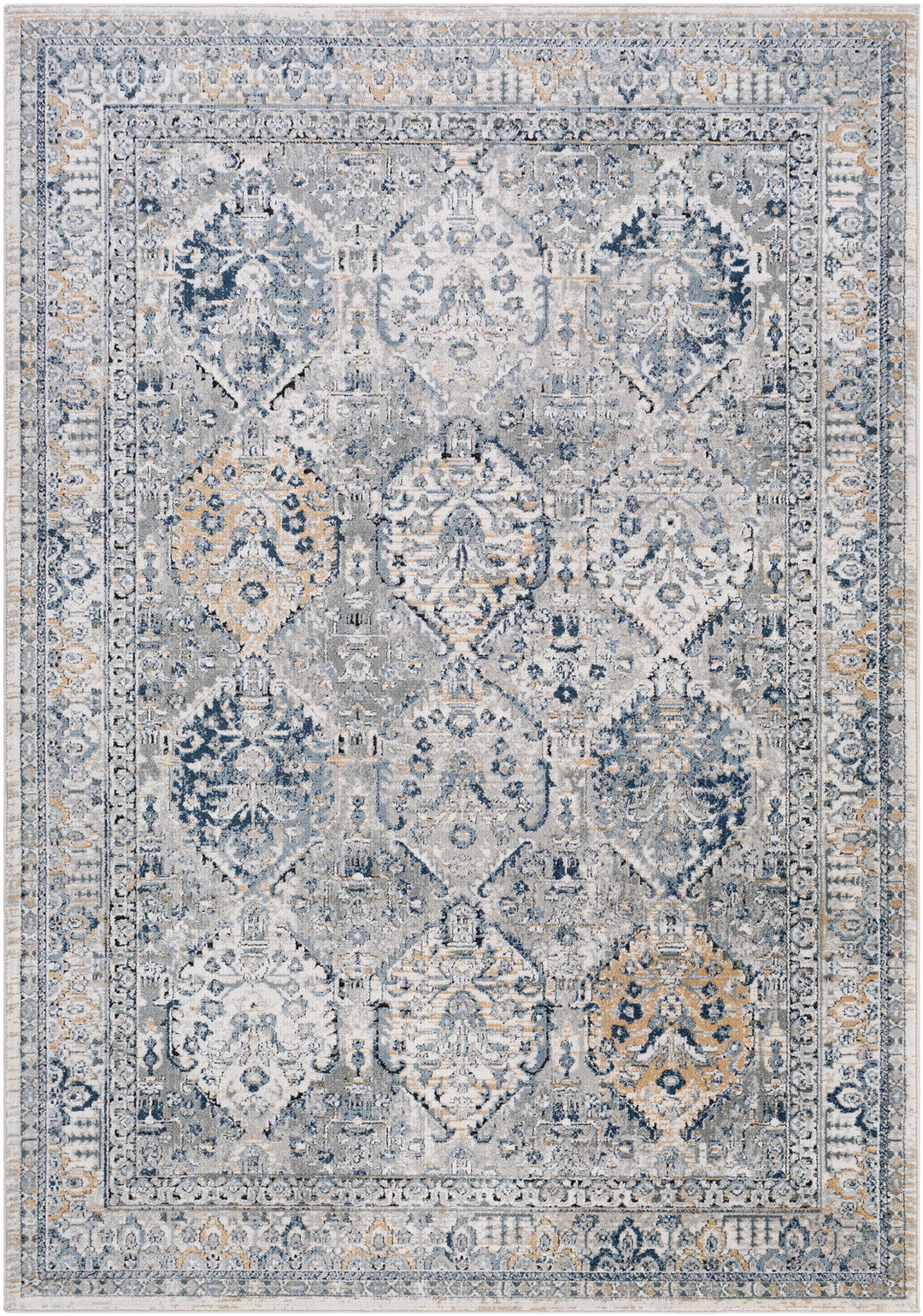 Tapis Vintage Oriental Gris/Bleu/Brun Moga