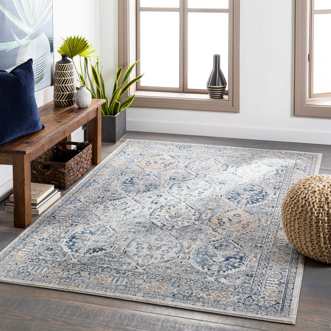 Tapis Vintage Oriental Gris/Bleu/Brun Moga
