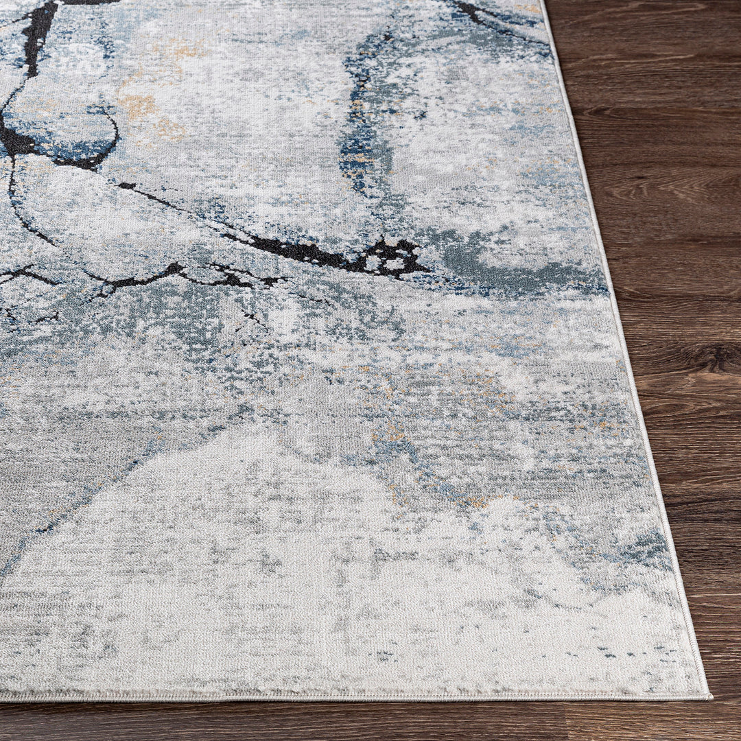 Tapis Rond Abstrait Moderne Ivoire/Gris Rond Berlin