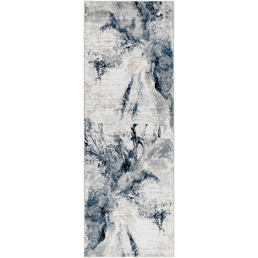 Tapis de Couloir Abstrait Moderne Bleu/Gris New