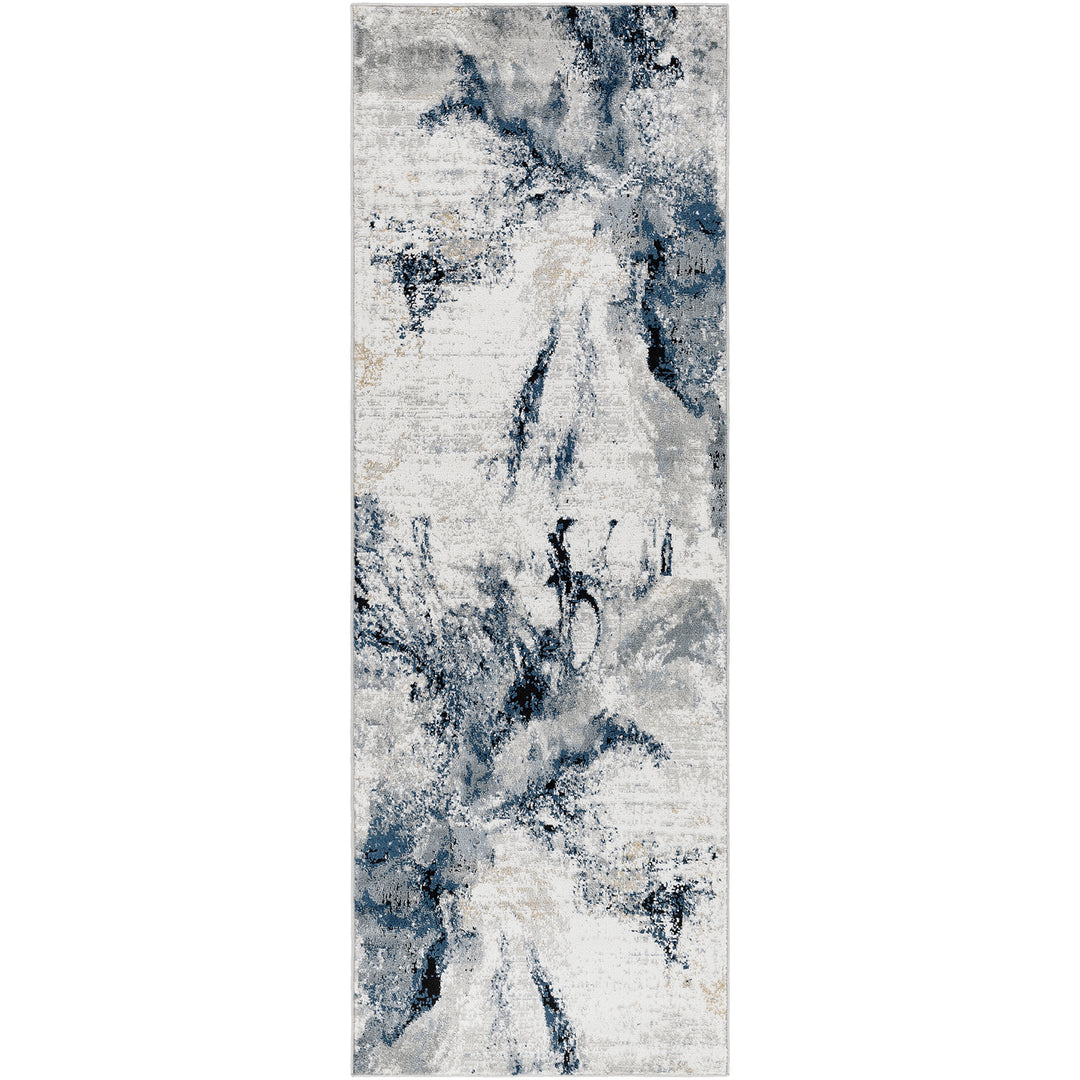 Tapis de Couloir Abstrait Moderne Bleu/Gris New