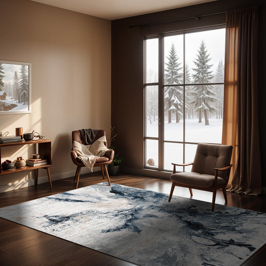 Tapis Abstrait Moderne Bleu/Gris New