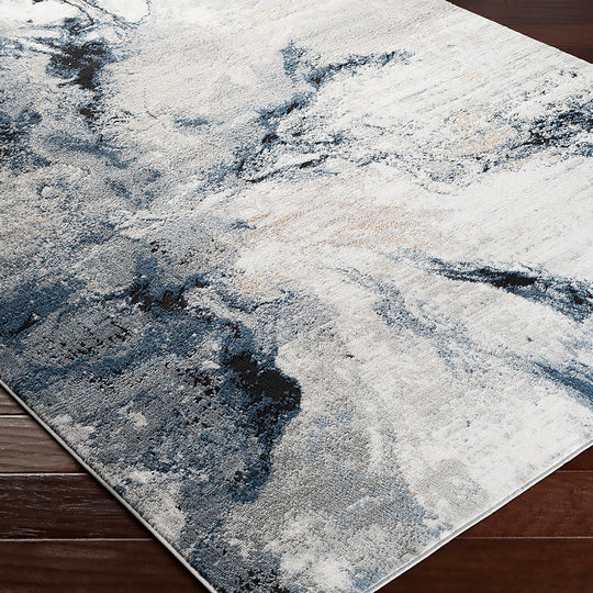 Tapis de Couloir Abstrait Moderne Bleu/Gris New