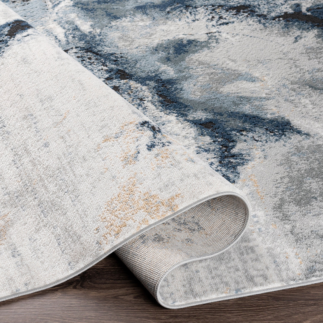 Tapis de Couloir Abstrait Moderne Bleu/Gris New