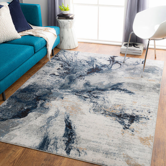 Tapis Abstrait Moderne Bleu/Gris New