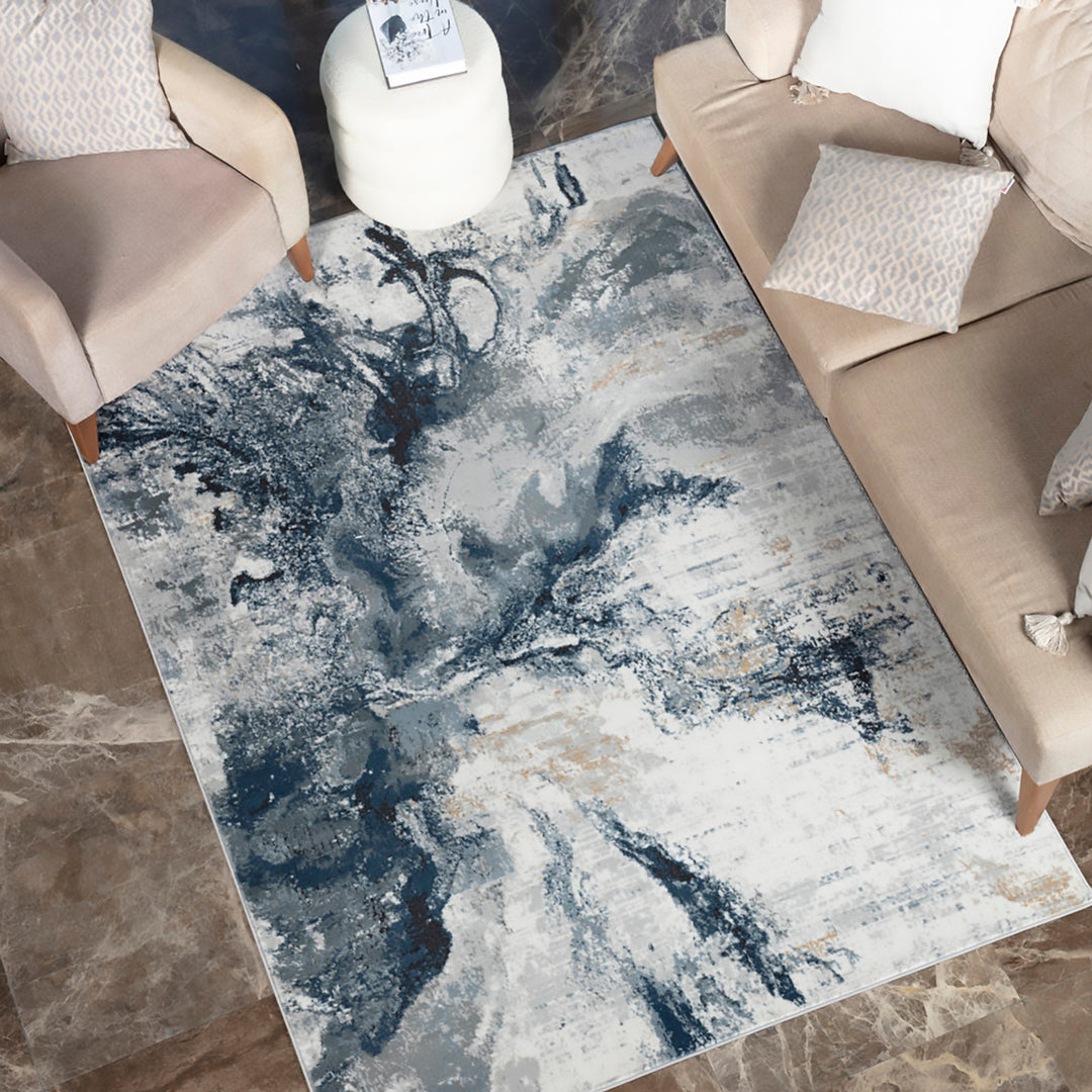 Tapis Abstrait Moderne Bleu/Gris New