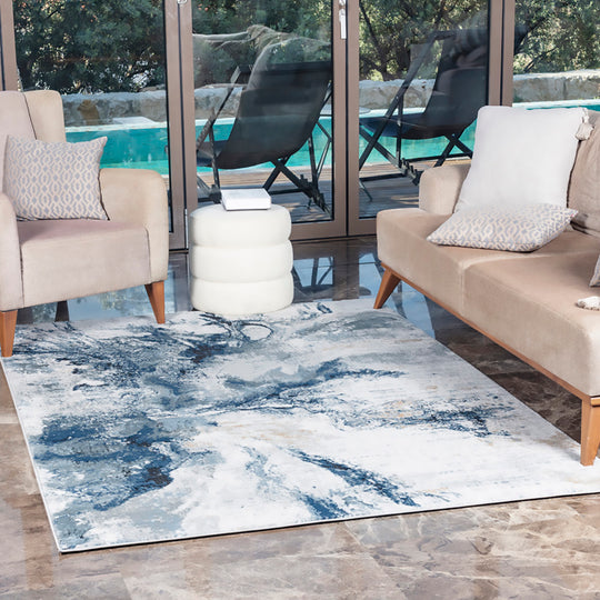 Tapis Abstrait Moderne Bleu/Gris New