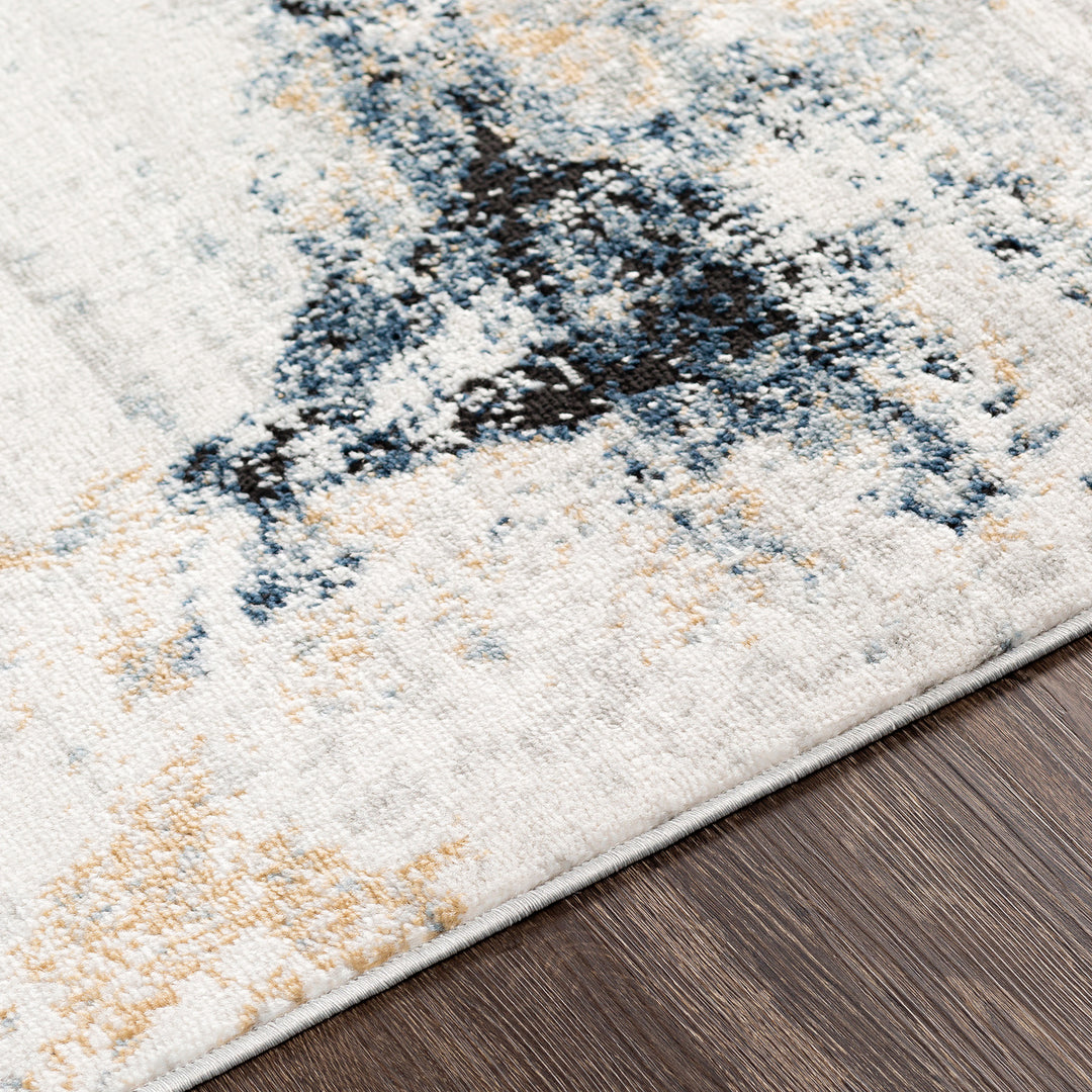 Tapis Rond Abstrait Moderne Bleu/Gris Rond New