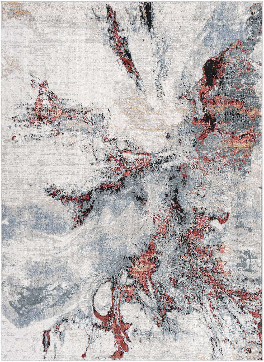 Tapis Abstrait Moderne Gris/Rouge New