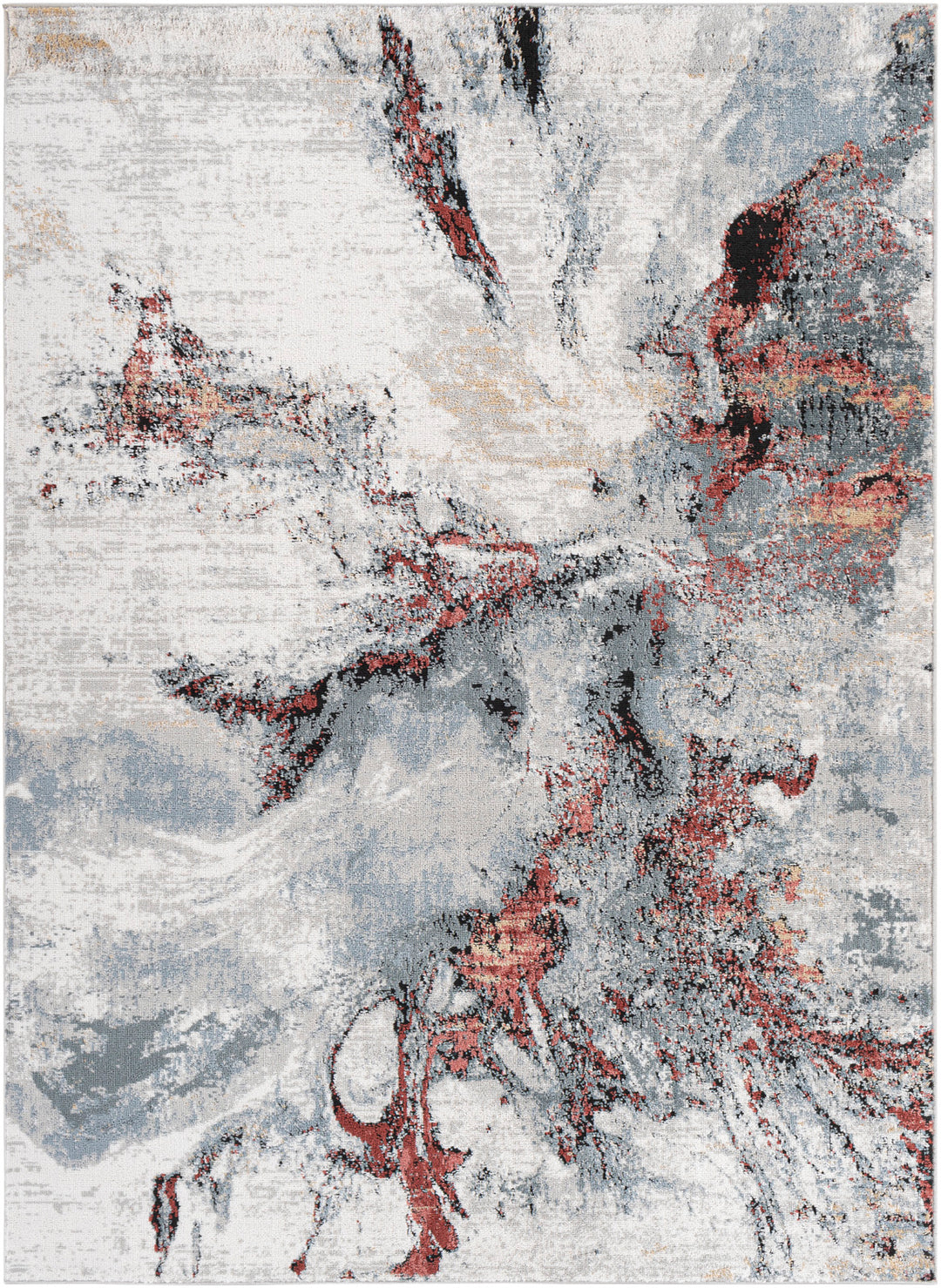 Tapis Abstrait Moderne Gris/Rouge New