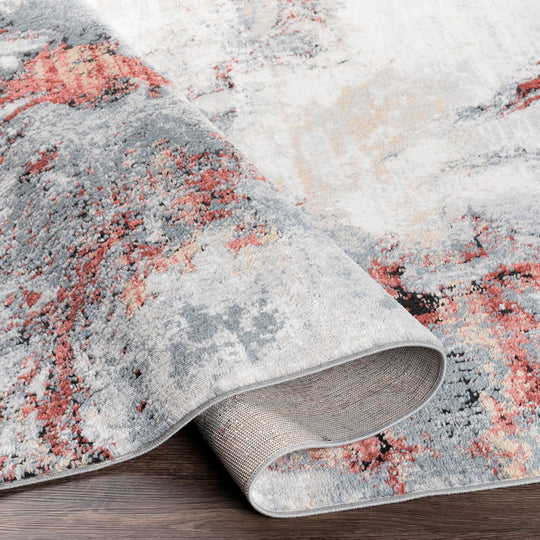 Tapis Abstrait Moderne Gris/Rouge New