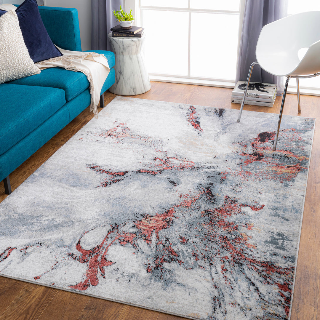 Tapis Abstrait Moderne Gris/Rouge New
