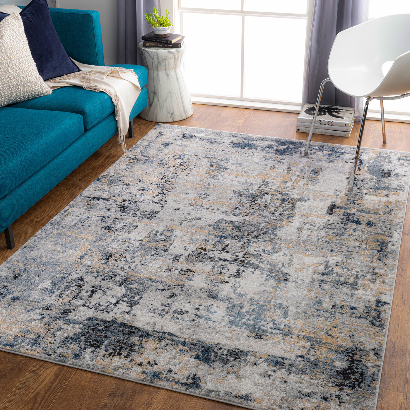 Tapis Abstrait Moderne Multicolore/Gris Paris