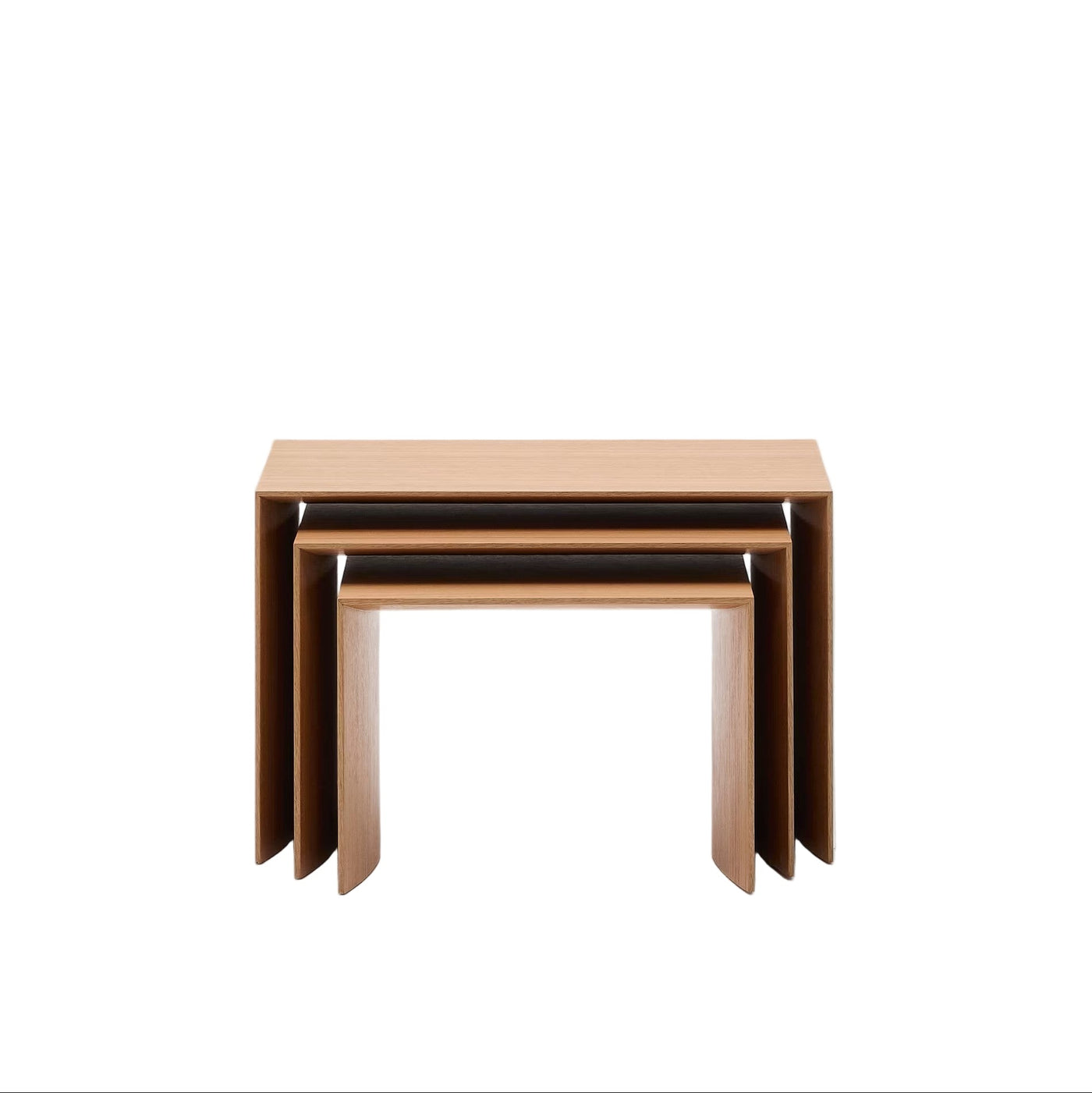 Ensemble de 3 tables gigognes KAVE HOME Litto en placage de chêne (60 x 40 / 51 x 36 / 42 x 31 cm)