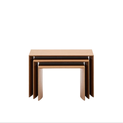 Ensemble de 3 tables gigognes KAVE HOME Litto en placage de chêne (60 x 40 / 51 x 36 / 42 x 31 cm)