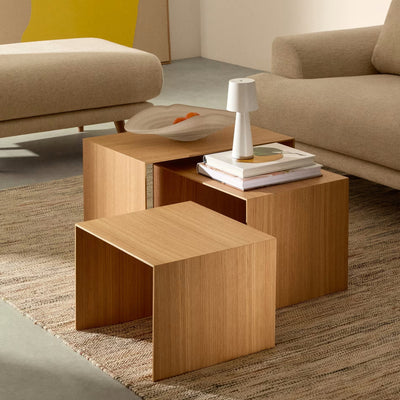 Ensemble de 3 tables gigognes KAVE HOME Litto en placage de chêne (60 x 40 / 51 x 36 / 42 x 31 cm)